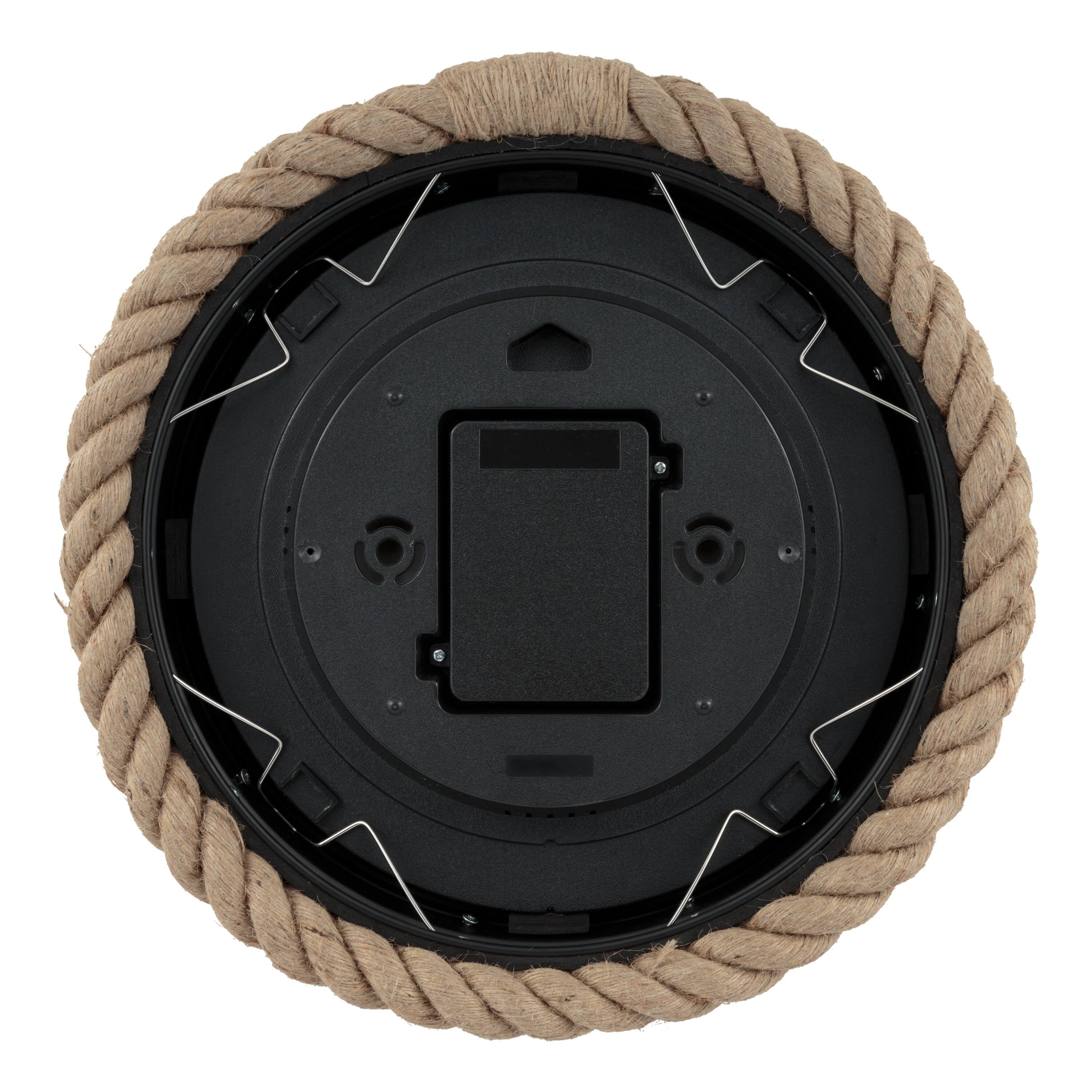 Back. La Crosse Clock Co. - 14 Inch Rowan Rope Indoor/Outdoor Analog Quartz Wall Clock - Brown.