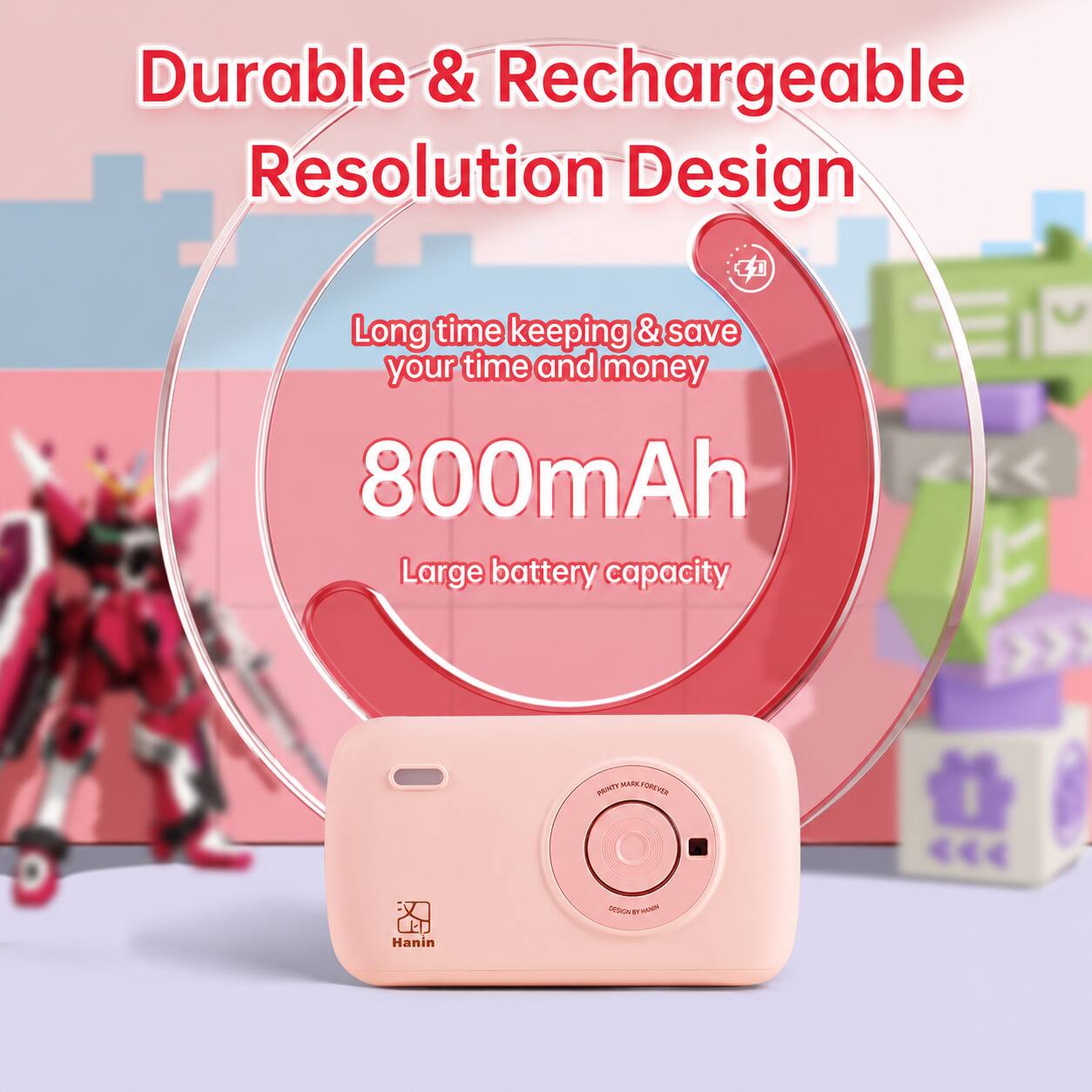 Durable & Rechargeable Resolution Design

Long time keeping & save your time and money

800mAh Large battery capacity

MARK PRINTY FOREVER

DESIGNYYMIN

Hanin