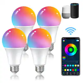 DAYBETTER - 60-Watt Equivalent A19 Smart LED Light Bulb, RGB+CCT Dimmable WiFi Bluetooth Works with Alexa & Google Home