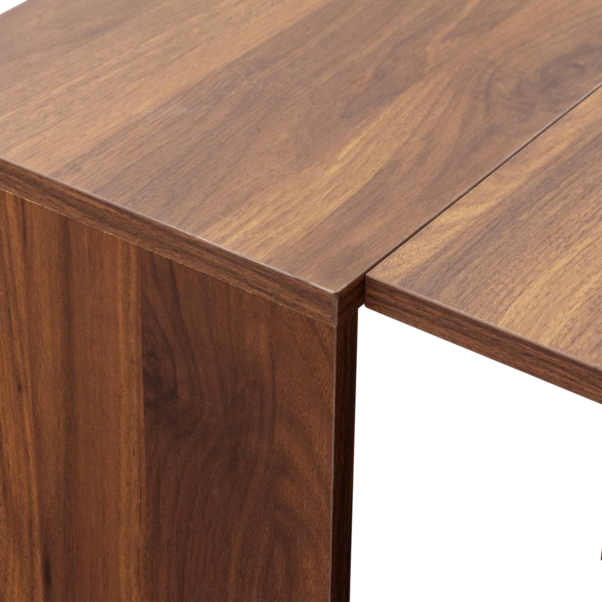 Alt View 5. Tiramisubest - Multifunctional extendable console dining table, Walnut - Walnut.