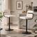 Angle. Vecelo - Set of 4 Swivel Bar Stools with Adjustable Height - Beige Flocking Upholstered Counter Height Stools with Footrest - Beige.