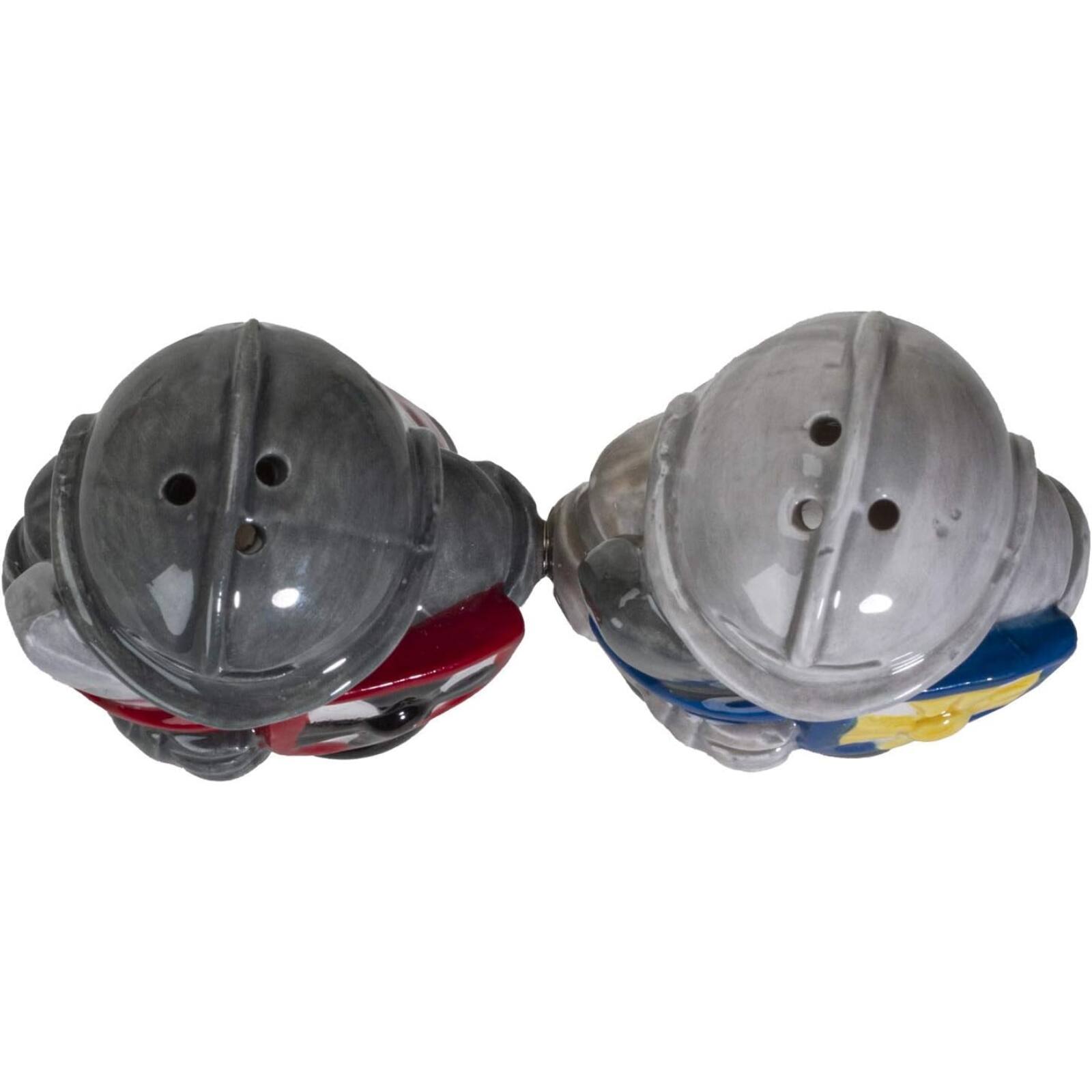 Left. Pacific Trading - White And Black Knights Ceramic Magnetic Salt and Pepper Shakers Set - Multicolor.