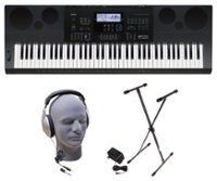 Casio - WK-6600 Portable Workstation Keyboard with 76 Piano-Style Touch-Sensitive Keys Premium Pack - Black - Front_Zoom