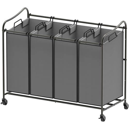 Vulpecula Spade - Simple Houseware 4-Bag Heavy Duty Laundry Sorter Rolling Cart, Dark Grey - ‎Dark Grey