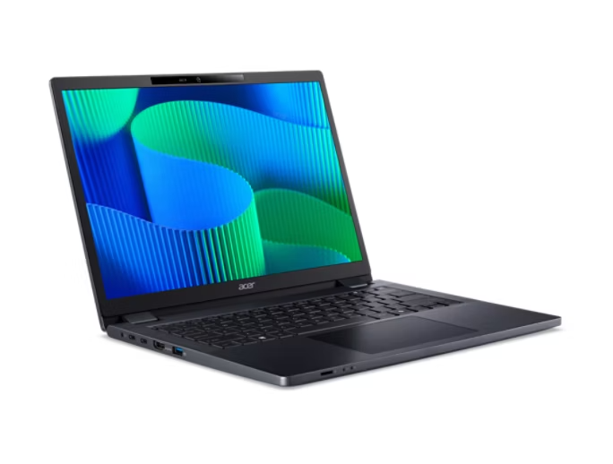 Angle. Acer - TravelMate P4 14" Laptop Intel Core i5 1335U 16GB RAM 512GB SSD W11H Fingerprint Reader TPM MIL-STD-810H.