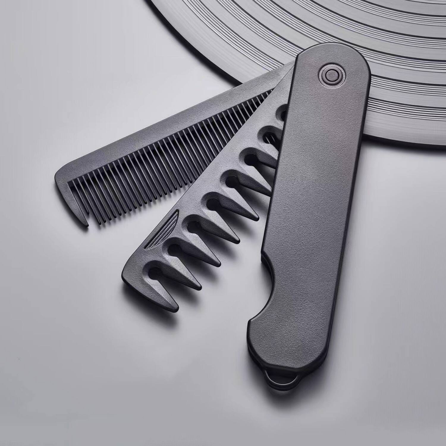 Alt View 3. MITAOSLIM - Travel Size Folding Hair Comb Pocket with Fine & Wide Tooth - Black.