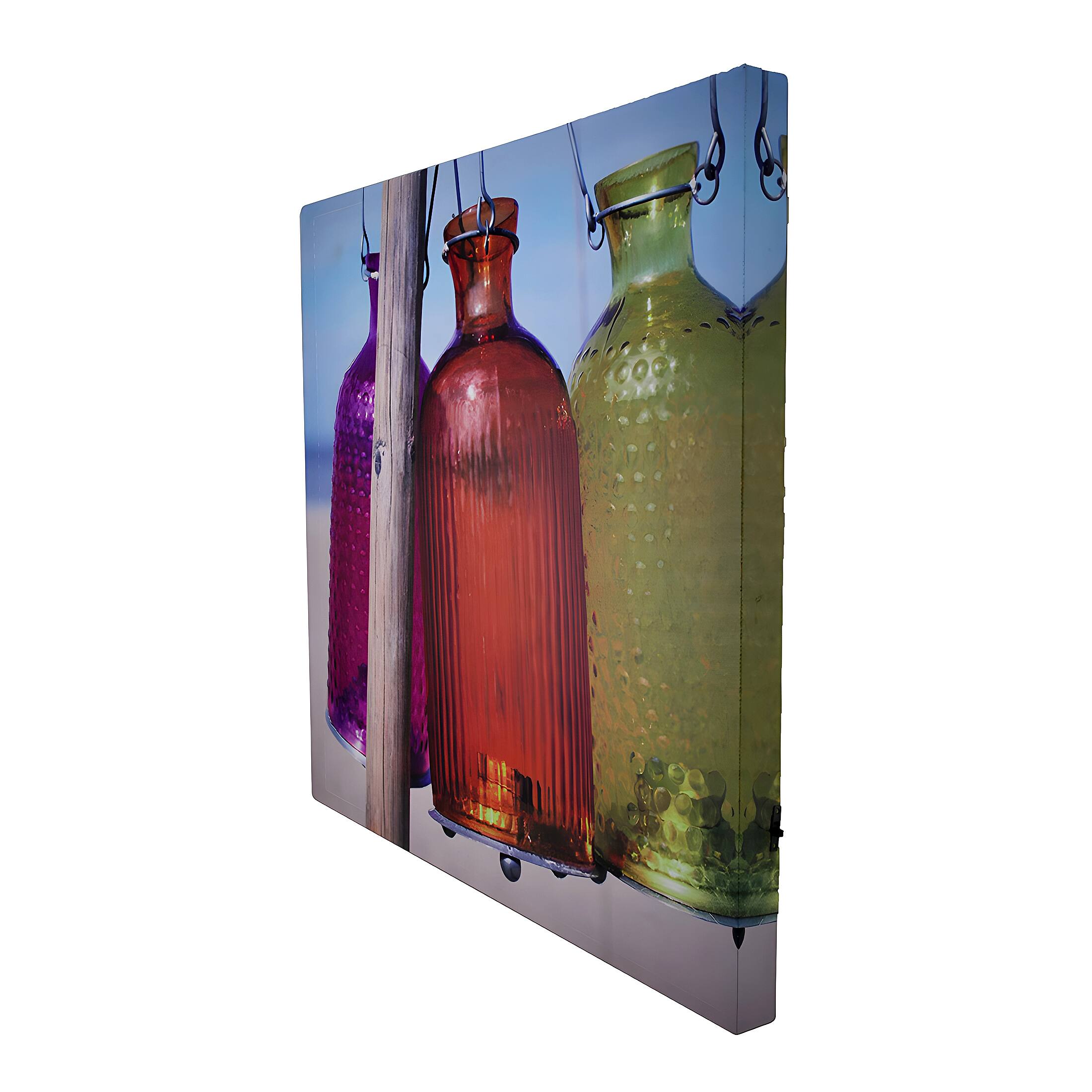 Alt View 1. Zeckos - Beach Lanterns 15 X 15 LED Lighted Canvas Wall Hanging - Multicolored.