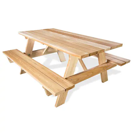Front. All Things Cedar - All Things Cedar 6-Ft Outdoor Picnic Table, Handcrafted Wooden Patio Bench Set - Natural.