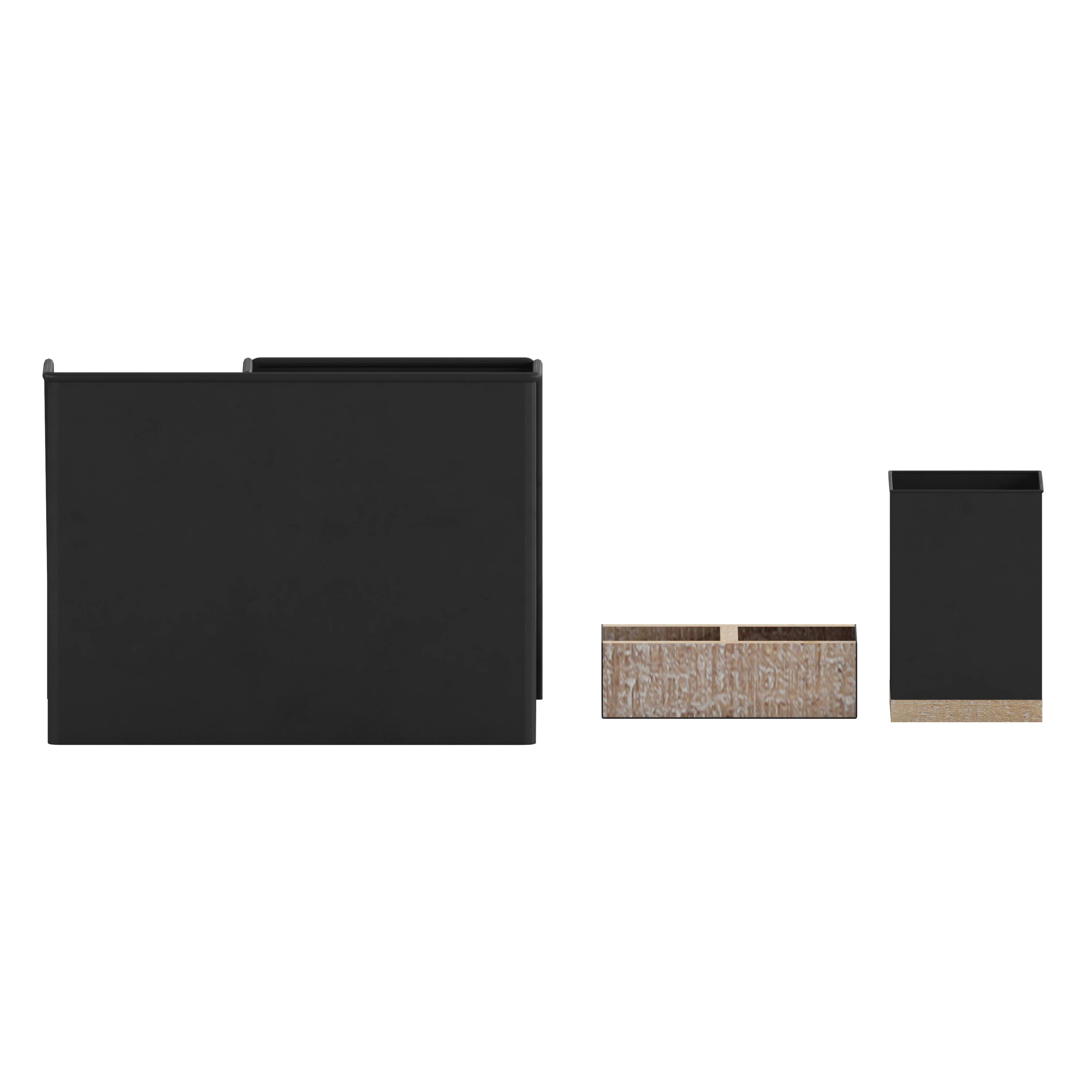 Alt View 7. Emma + Oliver - Nessa Three Piece Industrial Desk or Vanity Organizer Set with Foam Pads - Black.