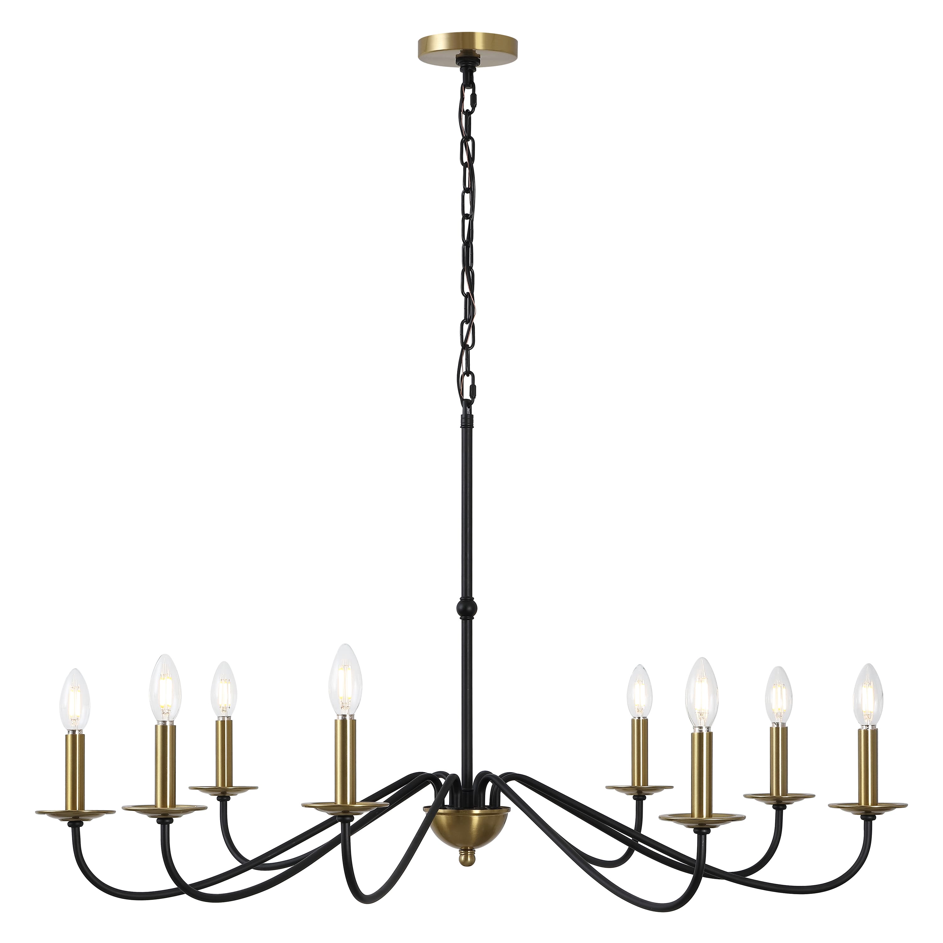 "Jonathan Y - Wicklow 40"" 8-Light Bohemian Farmhouse Iron LED Chandelier - Brass Gold/Black" price history on PriceWatchPro