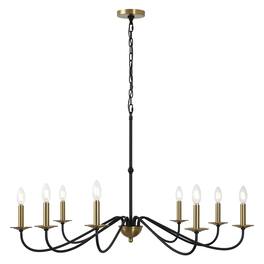 Jonathan Y - Wicklow 40" 8-Light Bohemian Farmhouse Iron LED Chandelier - Brass Gold/Black