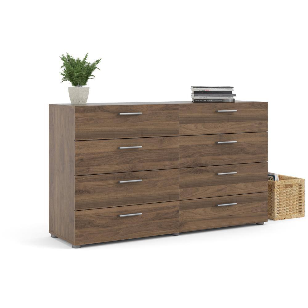 Left. Tvilum - Austin 8 Drawer Double Dresser, Walnut - Brown.