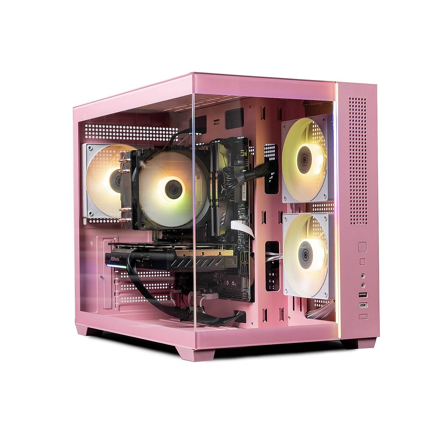 Left. Skytech Gaming - Skytech AURORA - AMD Ryzen 7 5700, 5060, 16GB 3200 MHz DDR4 SDRAM, 650W GOLD PSU - Pink.