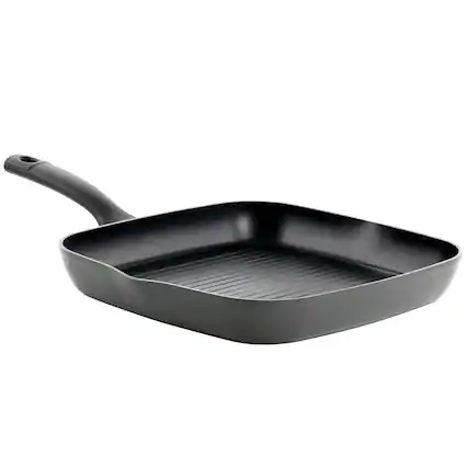 Front. Oster - Oster Kingsway 11 Inch Aluminum Nonstick Square Grill Pan in Black - Black.