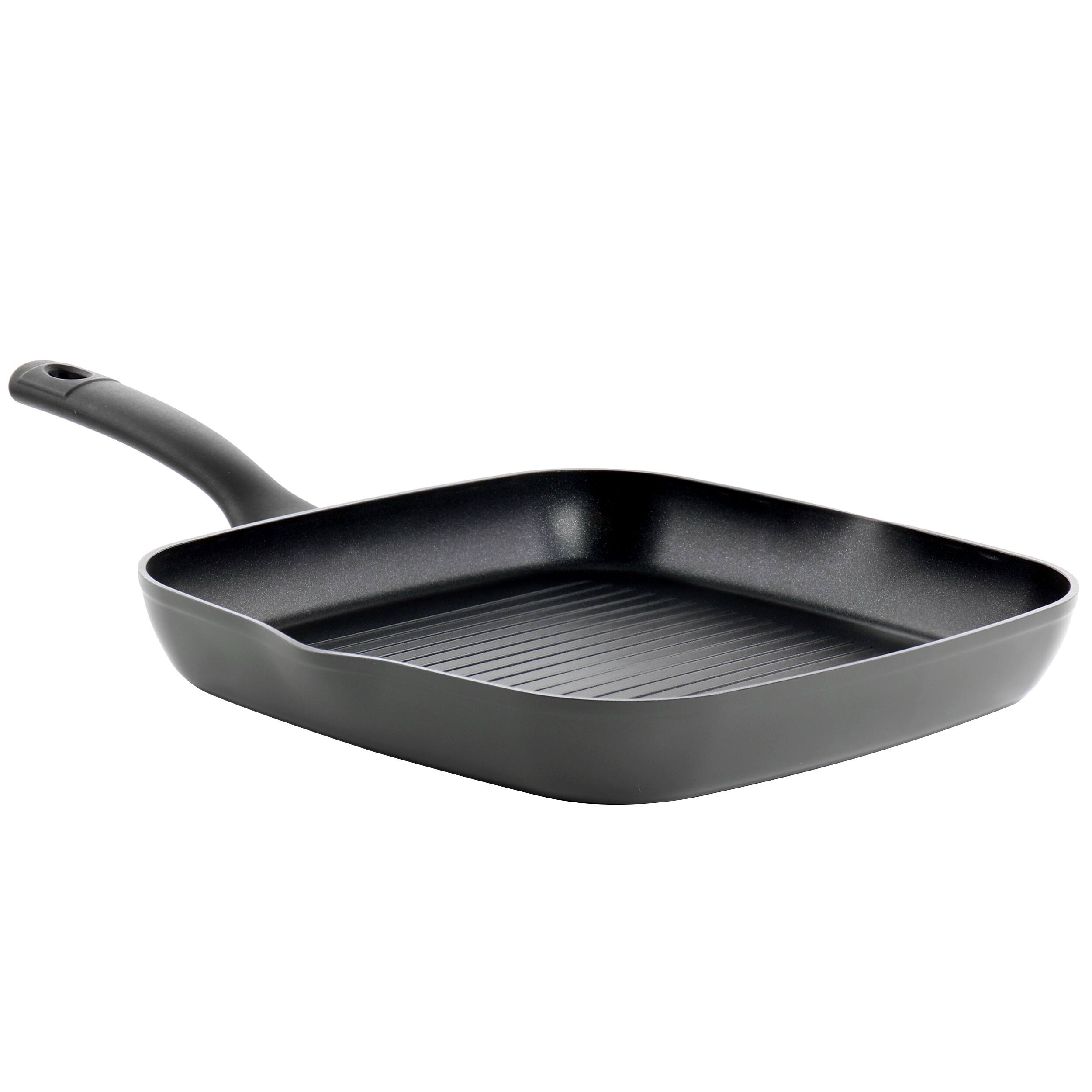 Front. Oster - Oster Kingsway 11 Inch Aluminum Nonstick Square Grill Pan in Black - Black.