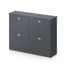 HTUTWOO - Shoe Cabinet with 4 Flip-Top Drawers,Hidden Narrow Shoe Rack Cabinet for Entryway Hallway Bedroom, Family Use - Gray