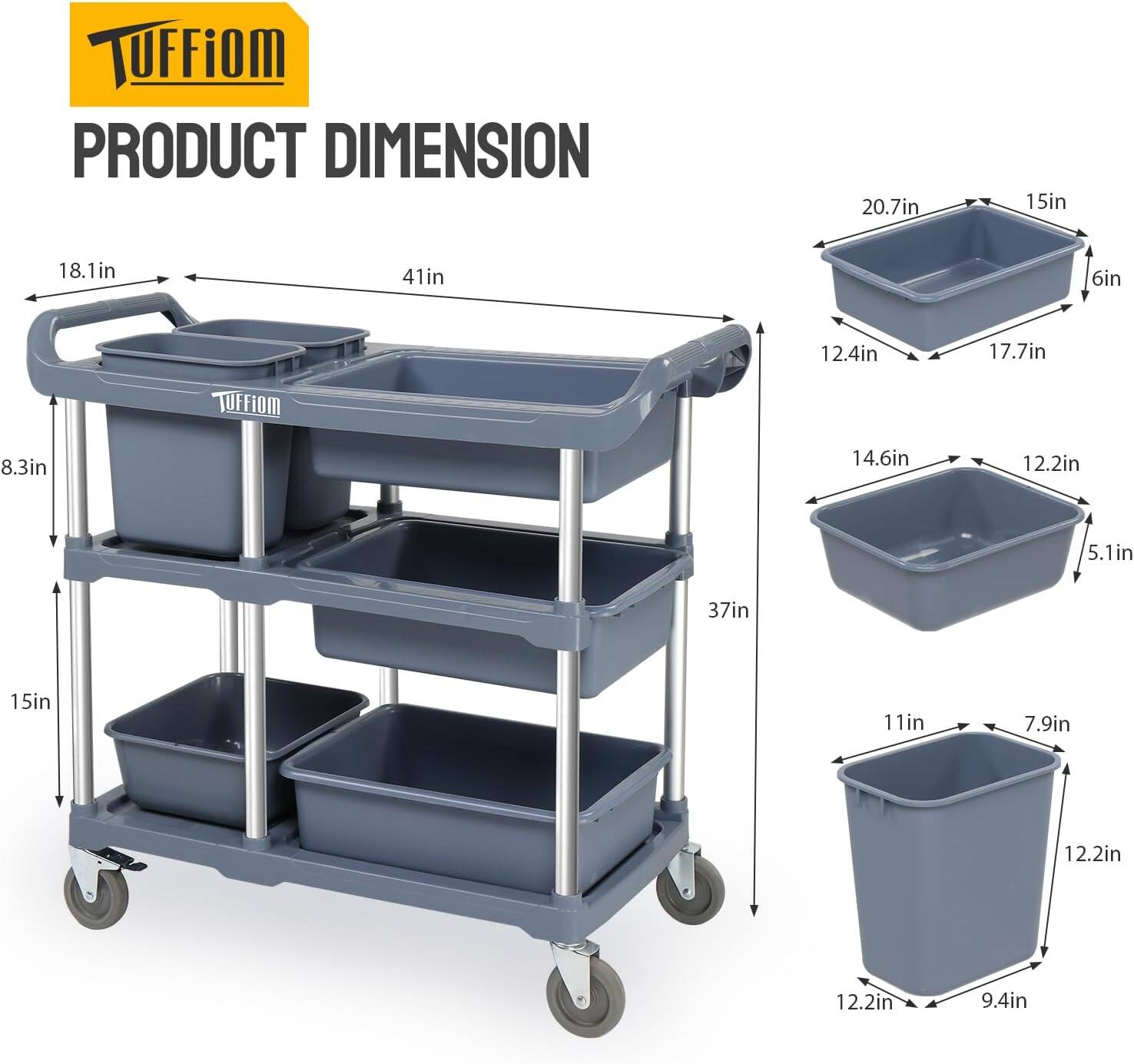TUFFiOM PRODUCT DIMENSION  
20.7in 15in 18.1in 41in 6in 12.4in 17.7in  
8.3in 14.6in 12.2in 5.1in 37in 15in 11in 7.9in 12.2in 12.2in 9.4in