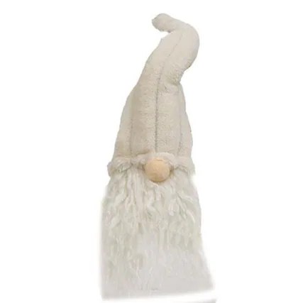 Front. BreeBe - *Plush Cream Gnome w/Ribbed Hat - 8.5"H - Cream.