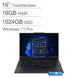 Lenovo - Upgraded - ThinkPad E16 Gen 3 16" FHD+ AI PC Touchscreen Business Laptop - AMD Ryzen 7 250 with 16GB RAM - 1TB SSD - Win 11Pro - Black