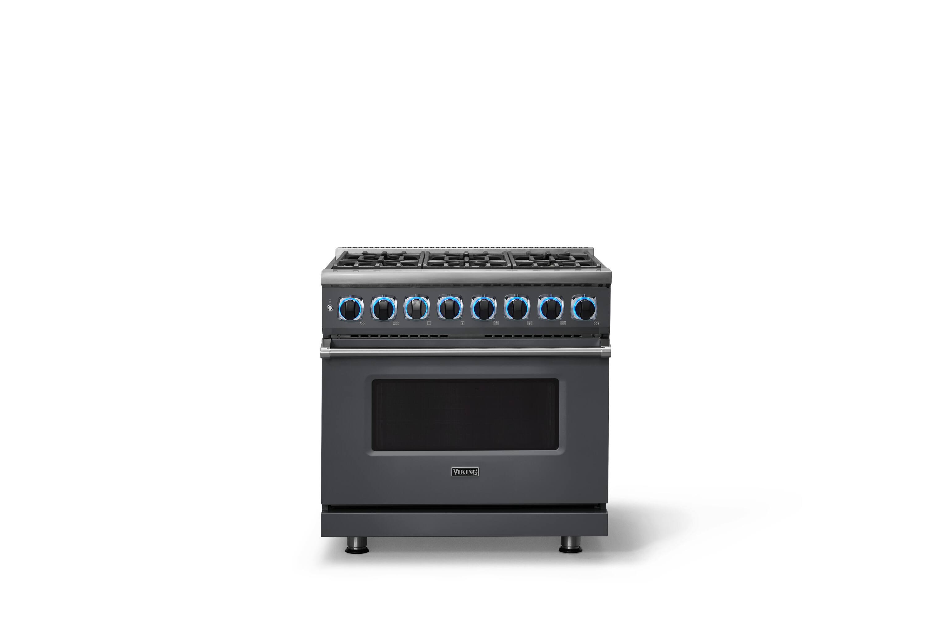 Alt View 4. Viking - 36 in. Wide 6 Burner Freestanding 7 Series Dual Fuel Self-Clean Range - Cast Black.