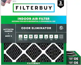 Filterbuy - 10x10x1 MERV 10 Odor & Allergy Defense, Electrostatic Pleated HVAC AC Furnace Air Filters Replacement (3-Pack) - Black