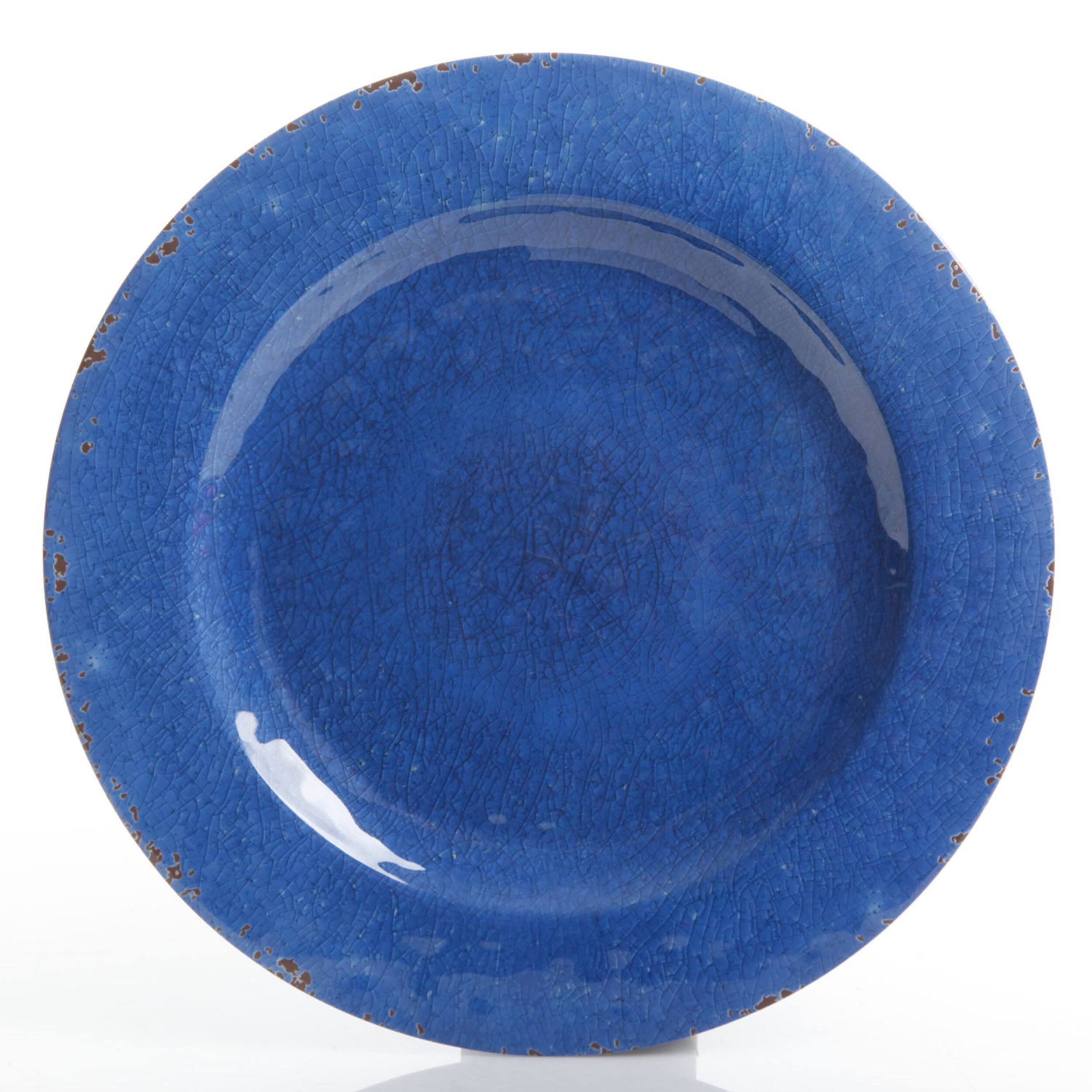 Alt View 5. Studio California - Studio California Mauna 12 Piece Dinnerware Set in Cobalt Blue Crackle Look Decal - Blue.