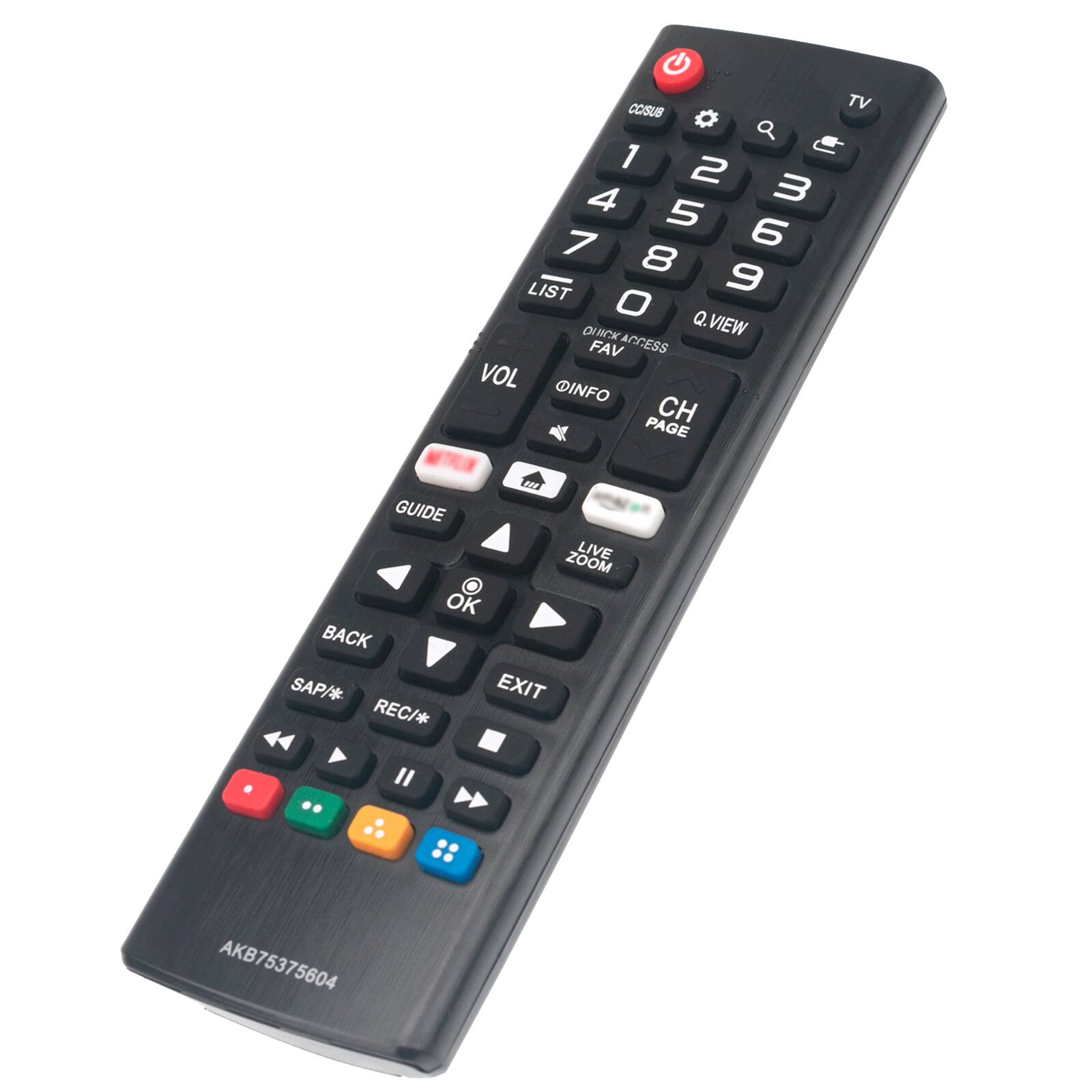 COsUS a 1 2 3 4 5 6 7 8 9 0 LIST Q.VIEW FAV ACCESS VOL @INFO CH PAGE TV 2 GUIDE LIVE ZOOM OK BACK SAP/* EXIT REC/* ..  AKB75375604