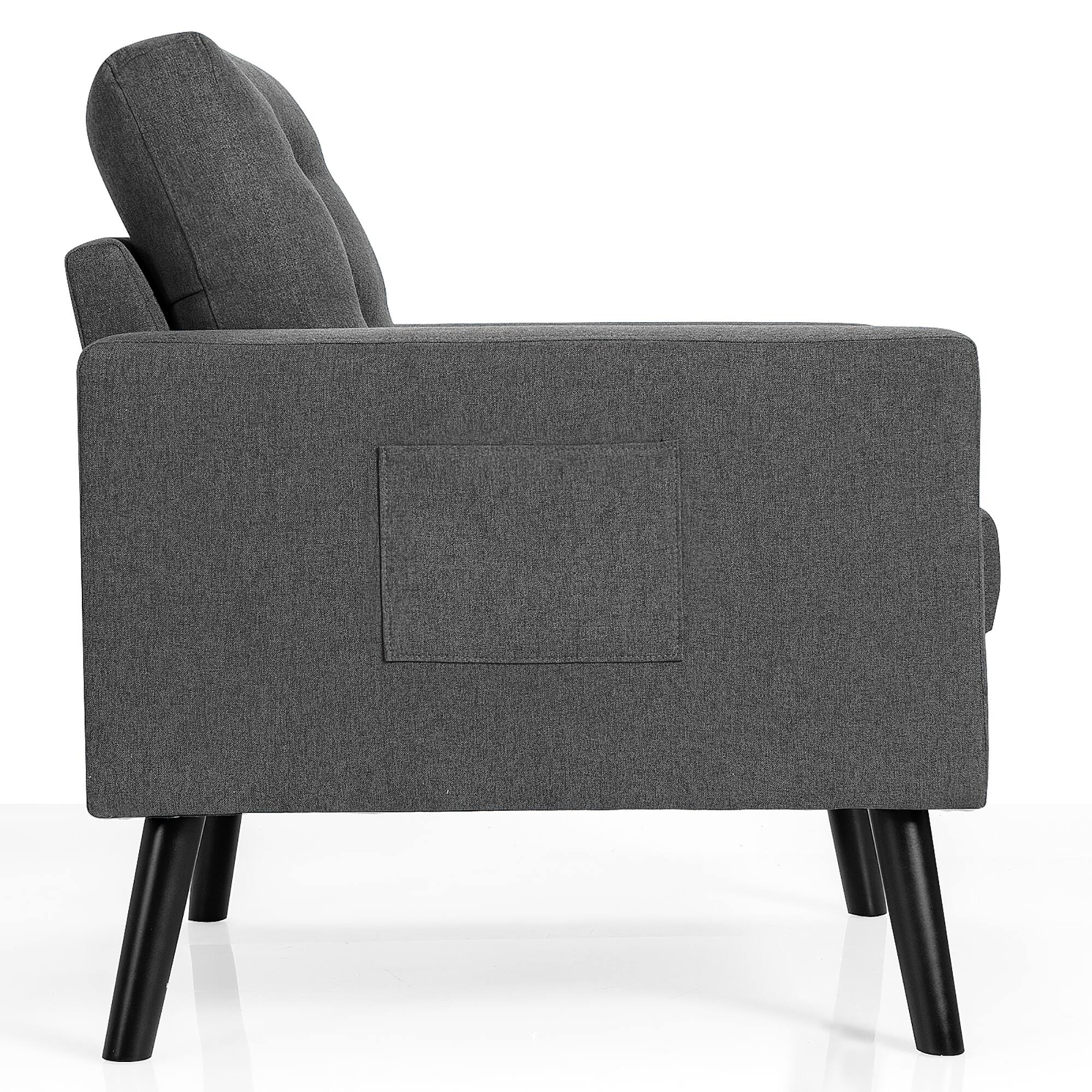 Alt View 8. Costway - Costway Modern Tufted Accent Chair Fabric Armchair Single Sofa w/ Rubber Wood Legs Grey - Gray.