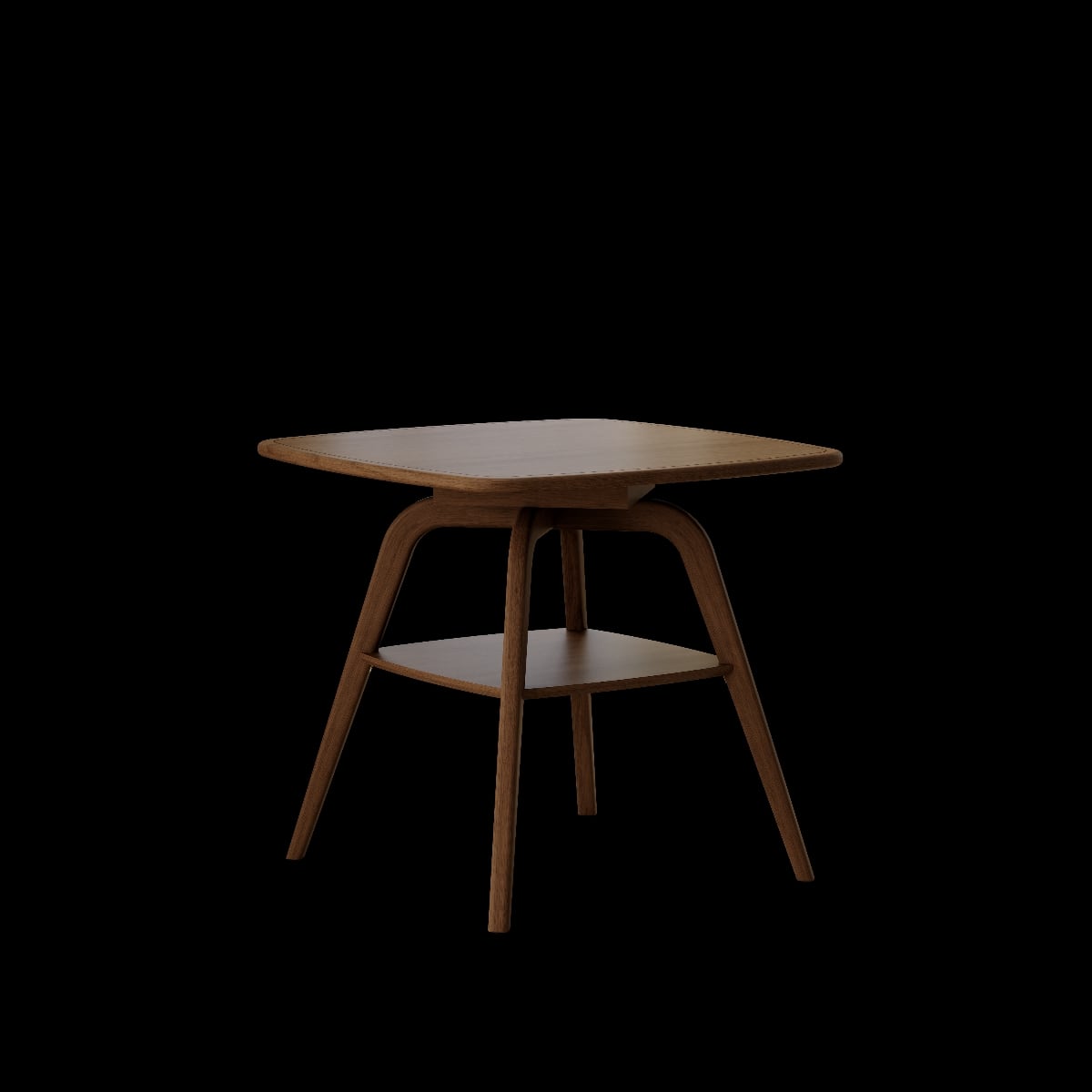 Loheer - Modern Wooden Dining Table With Storage Shelf, Finish - Walnut
