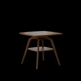 Loheer - Modern Wooden Dining Table With Storage Shelf, Finish - Walnut