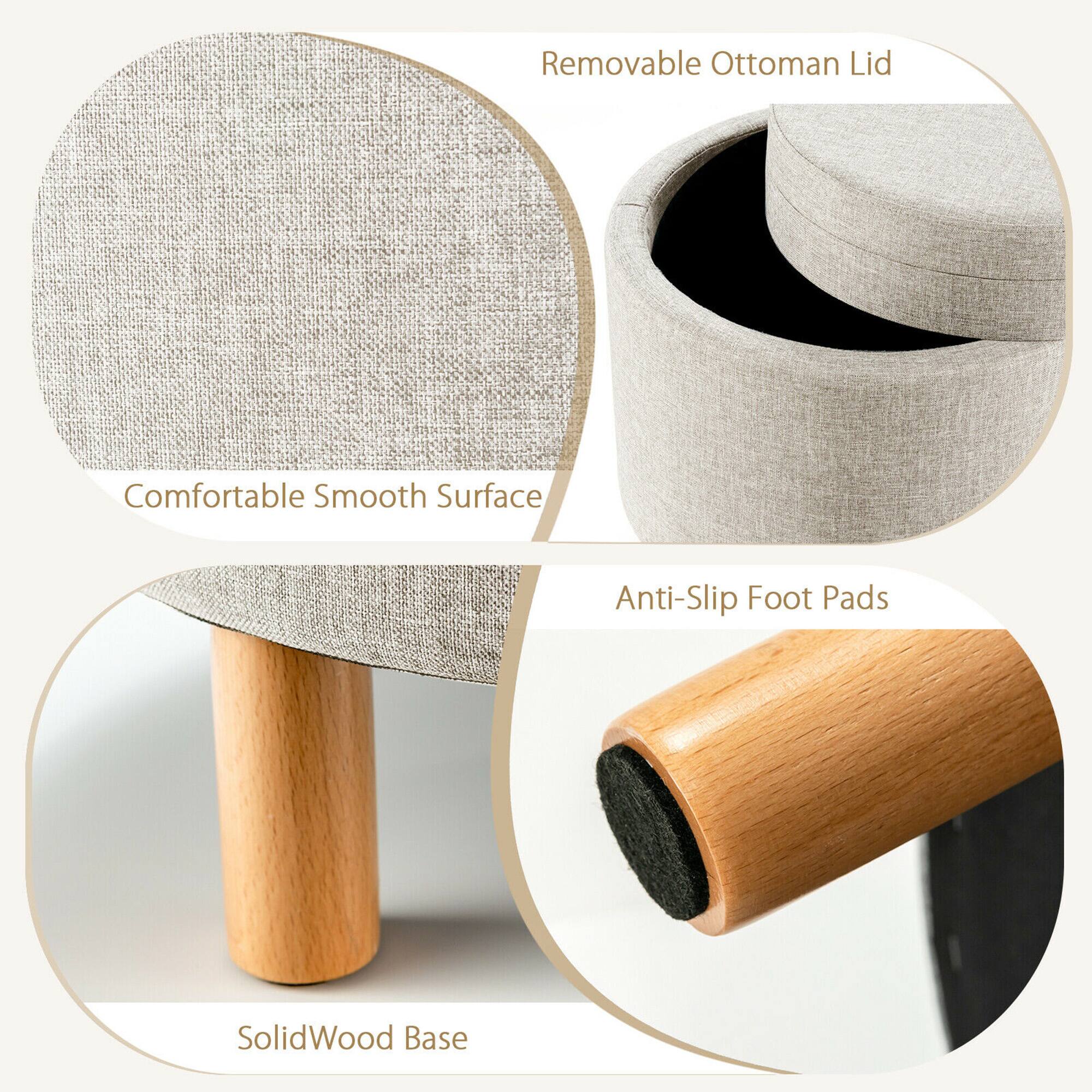 - Removable Ottoman Lid
- Comfortable Smooth Surface
- Anti-Slip Foot Pads
- Solid Wood Base
