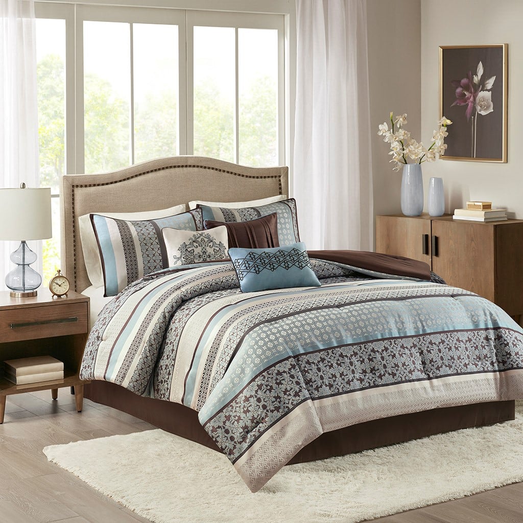 TinyHomie - 7 Piece Comforter Set Queen - Blue