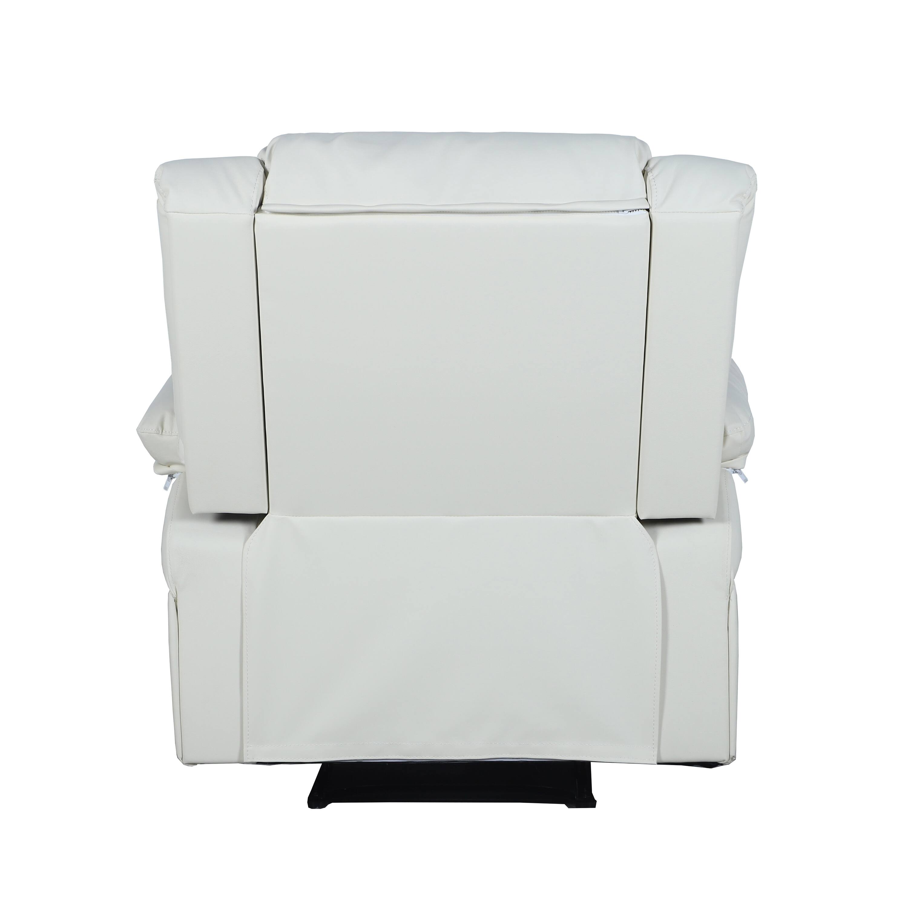 Alt View 7. Emma + Oliver - Recliner with Bustle Back and Padded Arms - Cream Faux Leather.