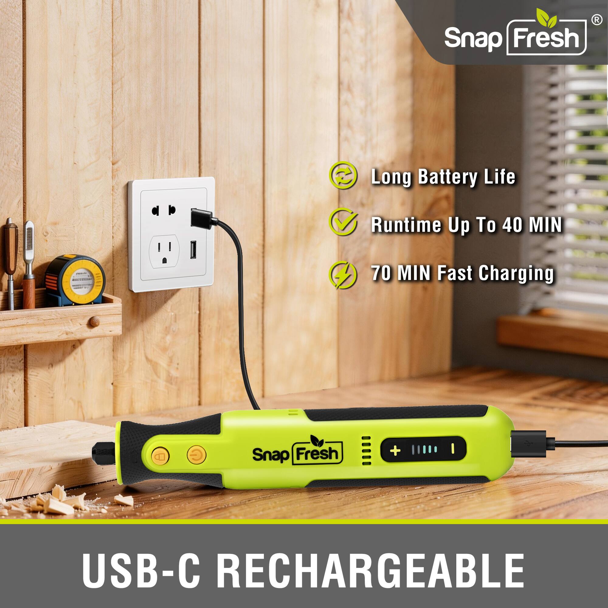 Snap Fresh Long Battery Life Runtime Up To 40 MIN - 70 MIN Fast Charging Snap Fresh + I USB-C RECHARGEABLE

- Long Battery Life
- Runtime Up To 40 MIN
- 70 MIN Fast Charging

USB-C RECHARGEABLE