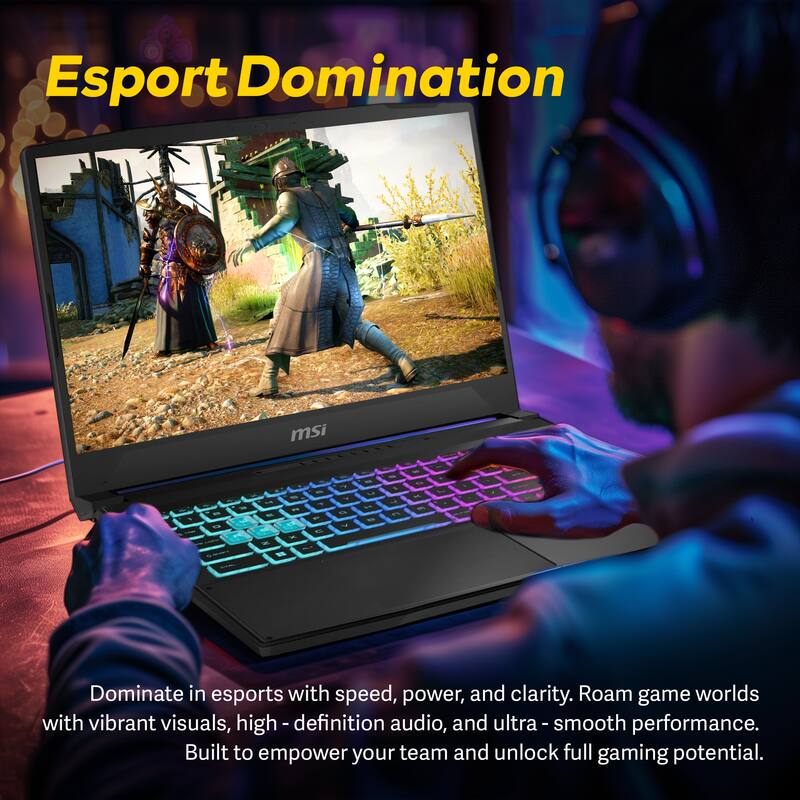 Esport Domination msi

Dominate in esports with speed, power, and clarity. Roam game worlds with vibrant visuals, high-definition audio, and ultra-smooth performance. Built to empower your team and unlock full gaming potential.