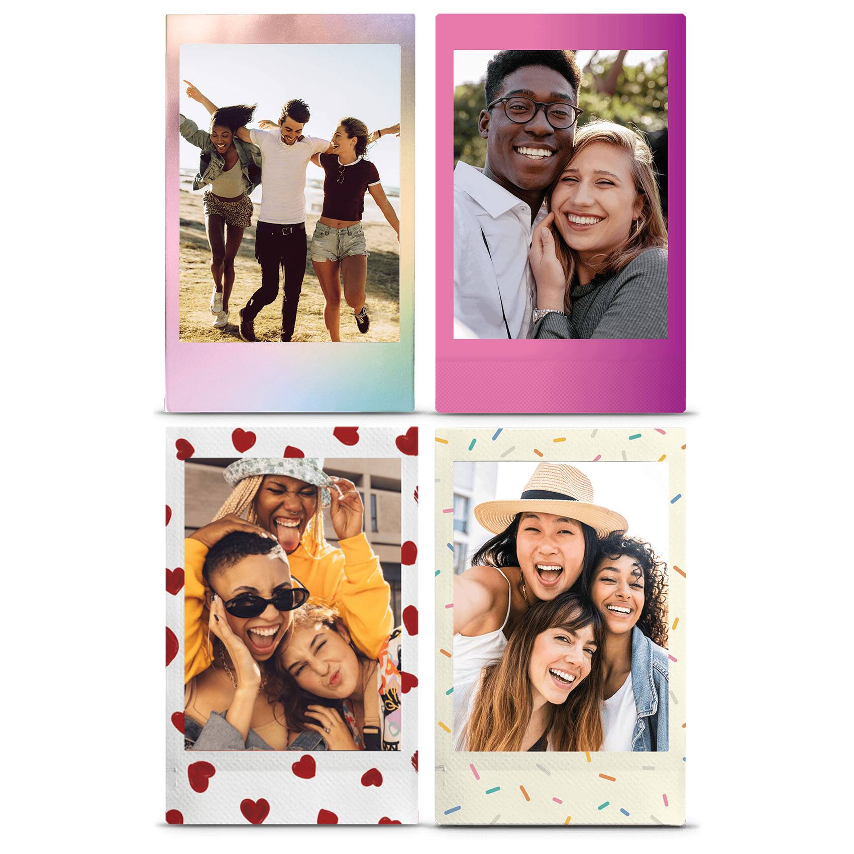 Left. Fujifilm - Fujifilm INSTAX Mini Instant Film 40 Sheets Variety Pack with Sprinkles, Heart Sketch, Mermaid Tail and Rainbow Style.