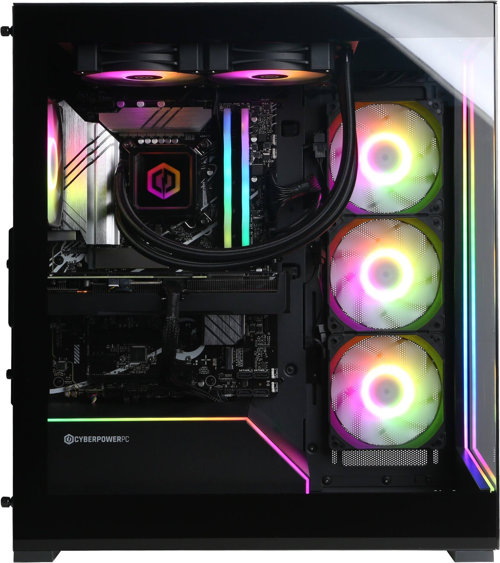 Alt View 3. CyberPowerPC - Gaming Desktop - Intel Core Ultra 7 265KF 2024 - NVIDIA GeForce RTX 5070 12GB - 32GB DDR5 Memory - 2TB SSD Storage - Black.