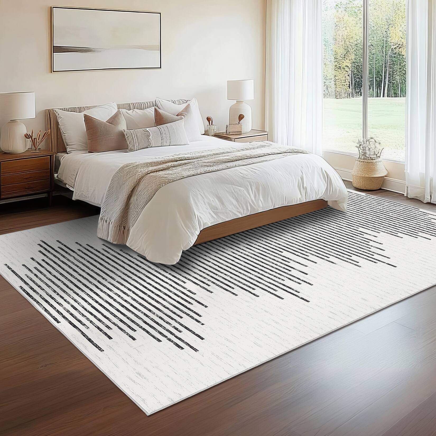 Alt View 4. Acekool - Area Rug 9 x 12 ft PolyesterWashable Rugs Living Room Rug for Bedroom Nursery Apartment - Beige.