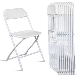 Winado - 10PCS Portable Plastic Folding Chairs, Stackable Seat with Steel Frame for Indoor Outdoor Wedding Party Picnic Dining - White