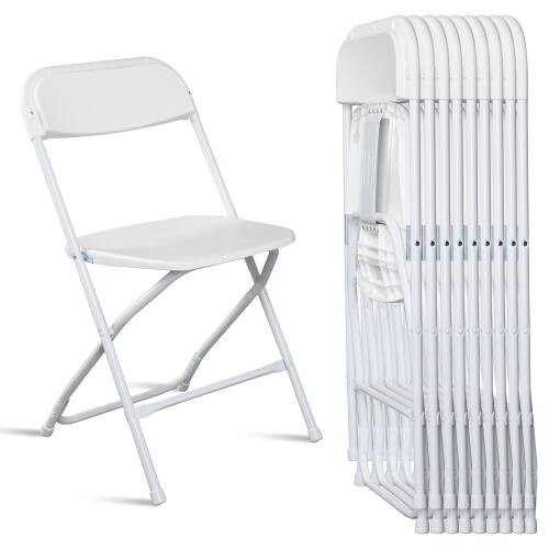 Front. Winado - 10 PCS Plastic Folding Chairs Stackable Wedding Party Camping Dining Seats for In/Outdoor - White.