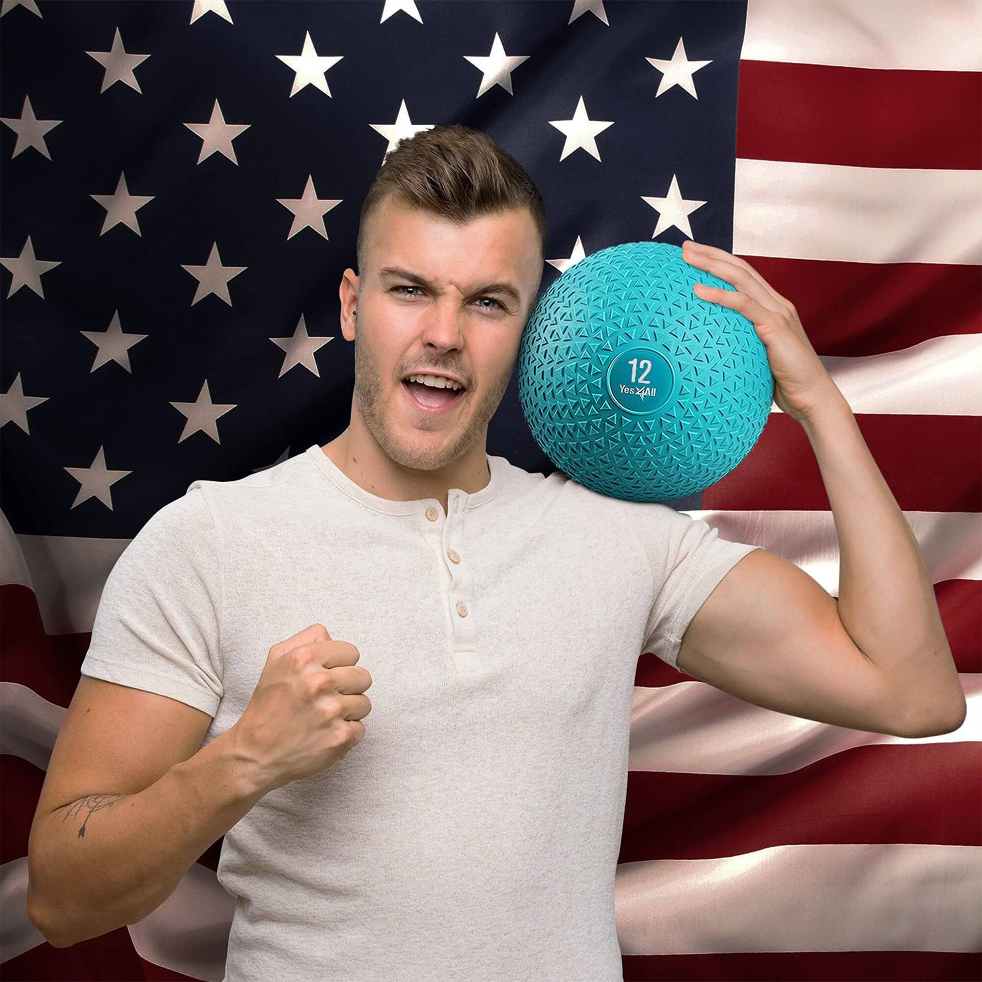 Alt View 4. Yes4All - Yes4All 15Lb Slam Ball, Durable Sand Filled Workout Weight Ball, Teal (Triangle) - Teal.