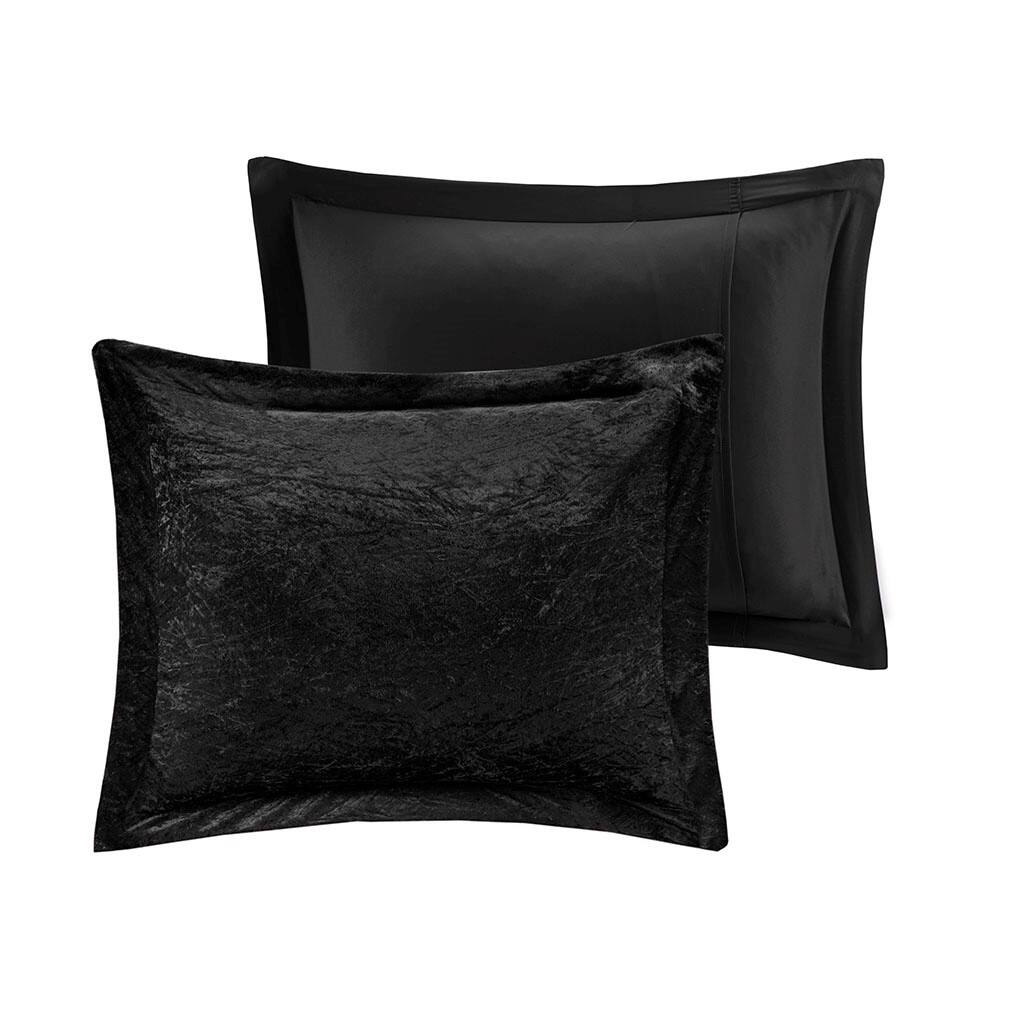 Alt View 4. Gracie Mills - Gracie Mills Andrea Velvet Comforter Set with Throw Pillow - Black.