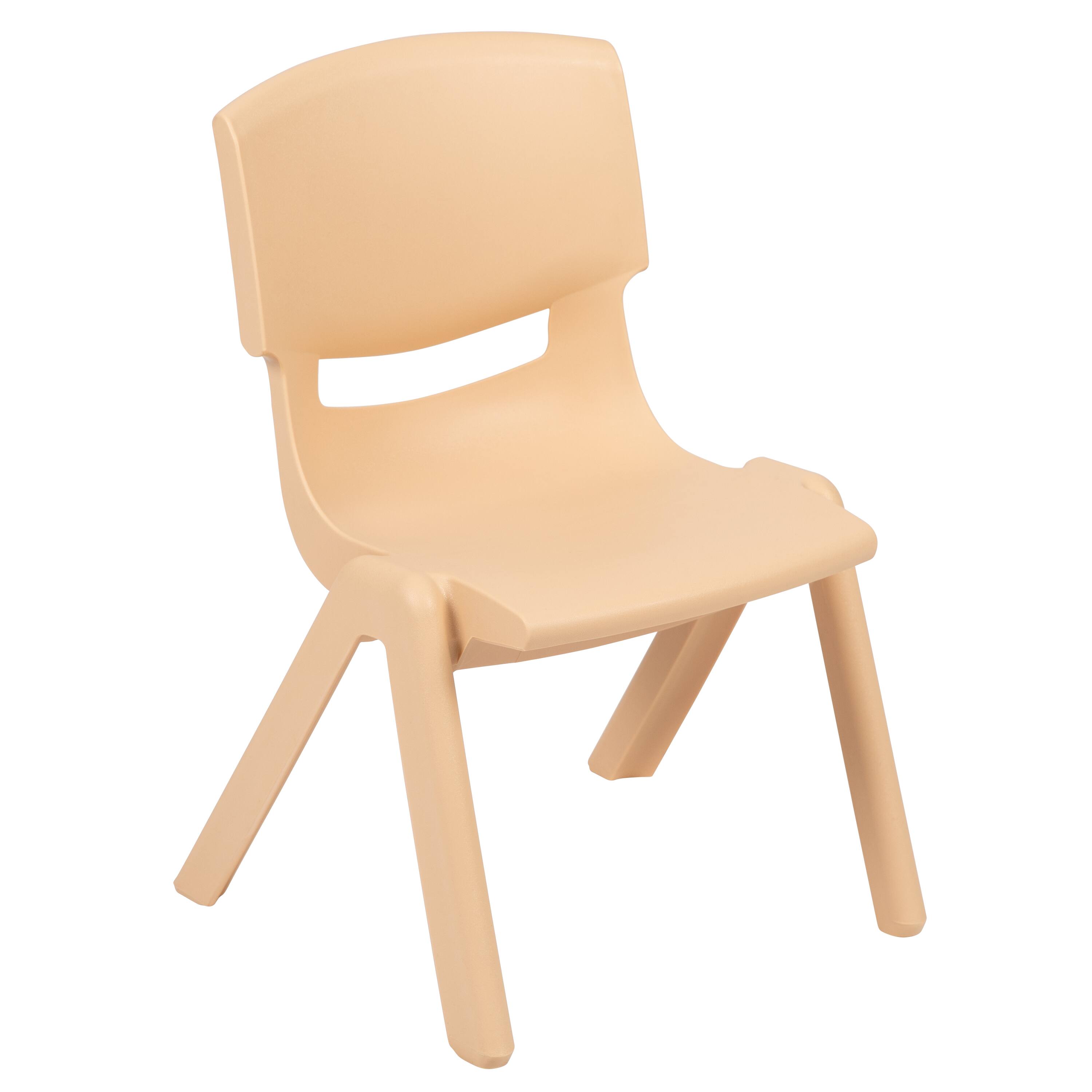 Alt View 7. Emma + Oliver - 35"W x 65"L Half-Moon Plastic Height Adjustable Activity Table Set with 4 Chairs - Natural.