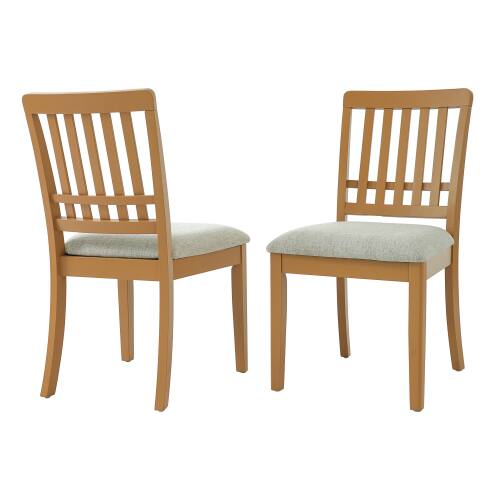 Alt View 4. LUCKY ONE - Assembled Scandinavian Dining Chair Set of 2 Curved Wood Back with Gray Fabric Seat - Light Brown.