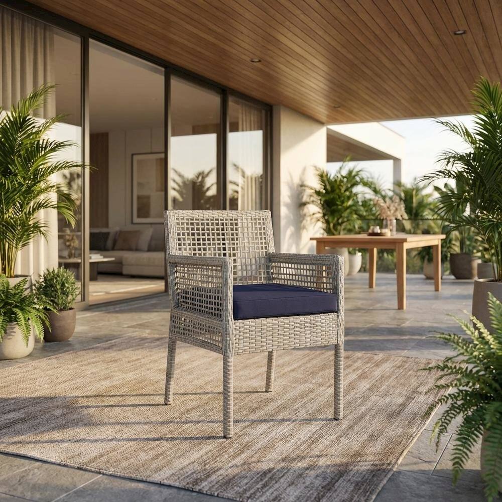 Angle. Outdoor Escape - Outdoor Patio Wicker Rattan Armchair for Dining, Cushioned, Lounge Style - Brown.