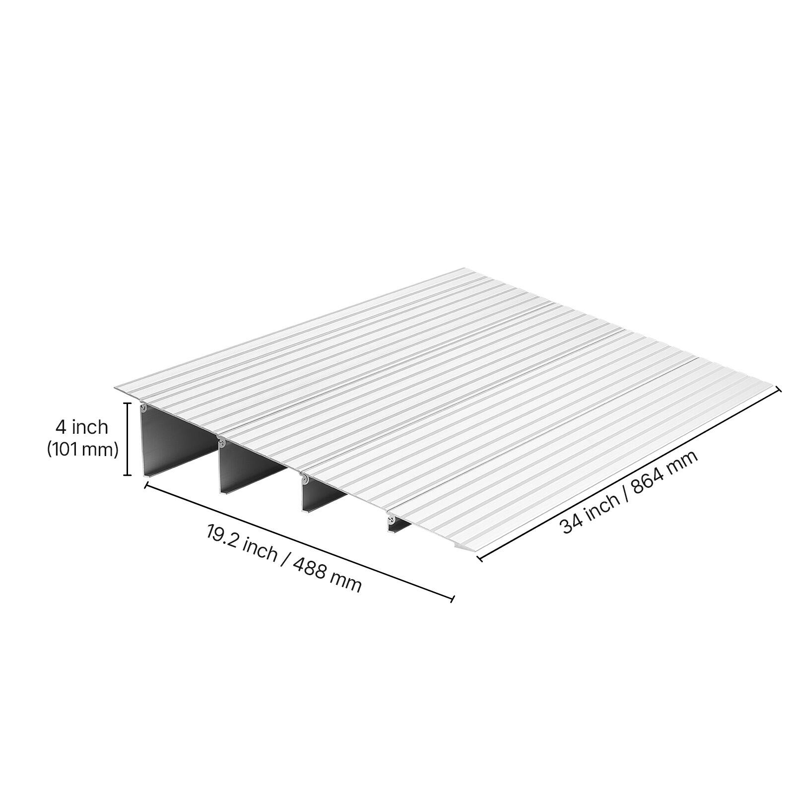 VEVOR Door Threshold Ramp, 4 inch Rise, Aluminum Alloy Threshold Ramp ...