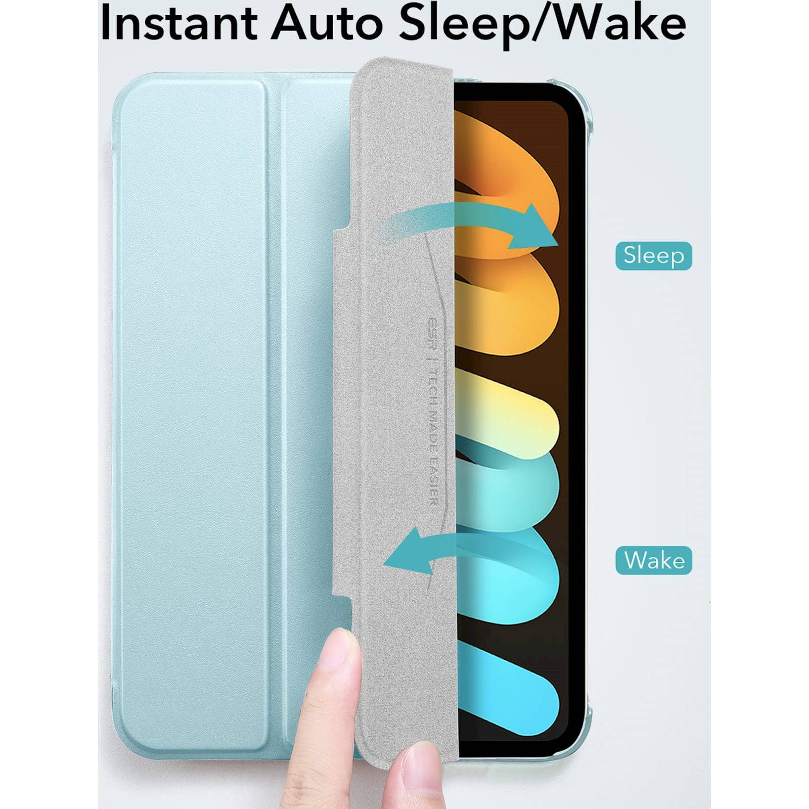 Alt View 16. SaharaCase - ESR Folio Case for Apple iPad mini (A17 Pro) and Apple iPad mini (6th Generation 2021) - Aqua.