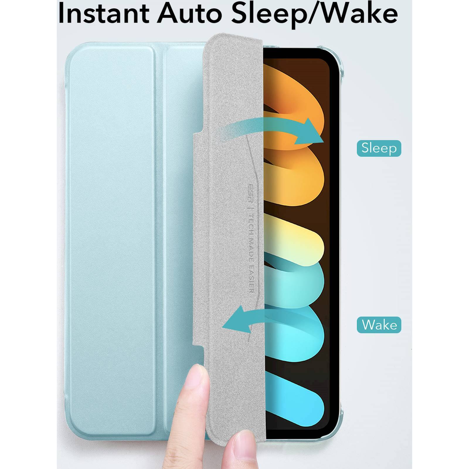 Alt View 16. SaharaCase - ESR Folio Case for Apple iPad mini (A17 Pro) and Apple iPad mini (6th Generation 2021) - Aqua.