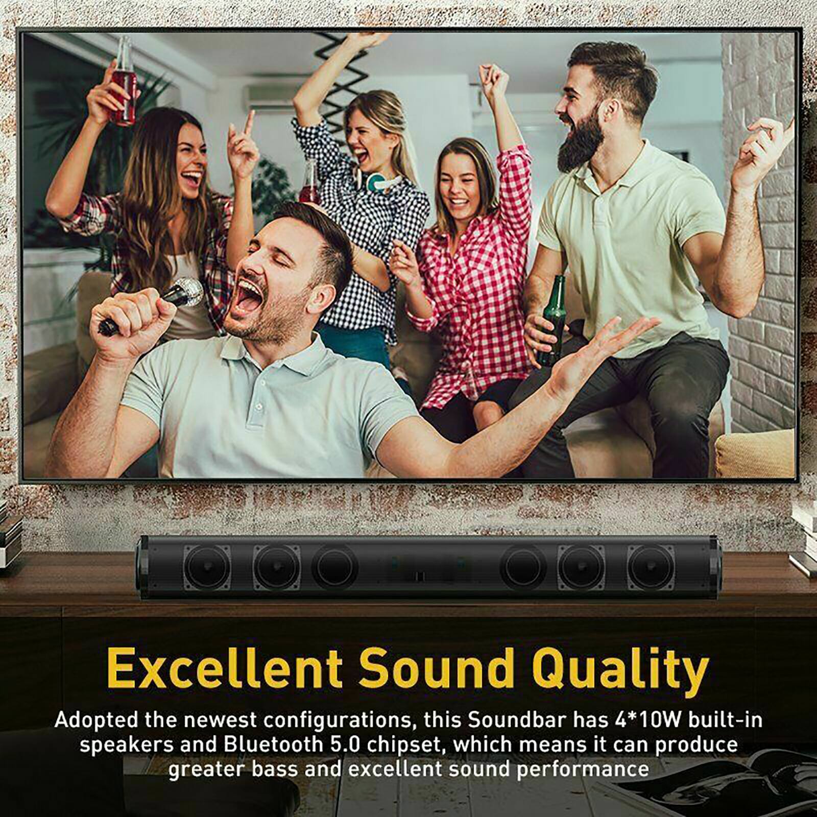 Alt View 9. Topteng - BS-10 2.0 Channel Home Theater Soundbar with Wireless Subwoofer, 3D Surround & TWS Pairing - Black - Black.