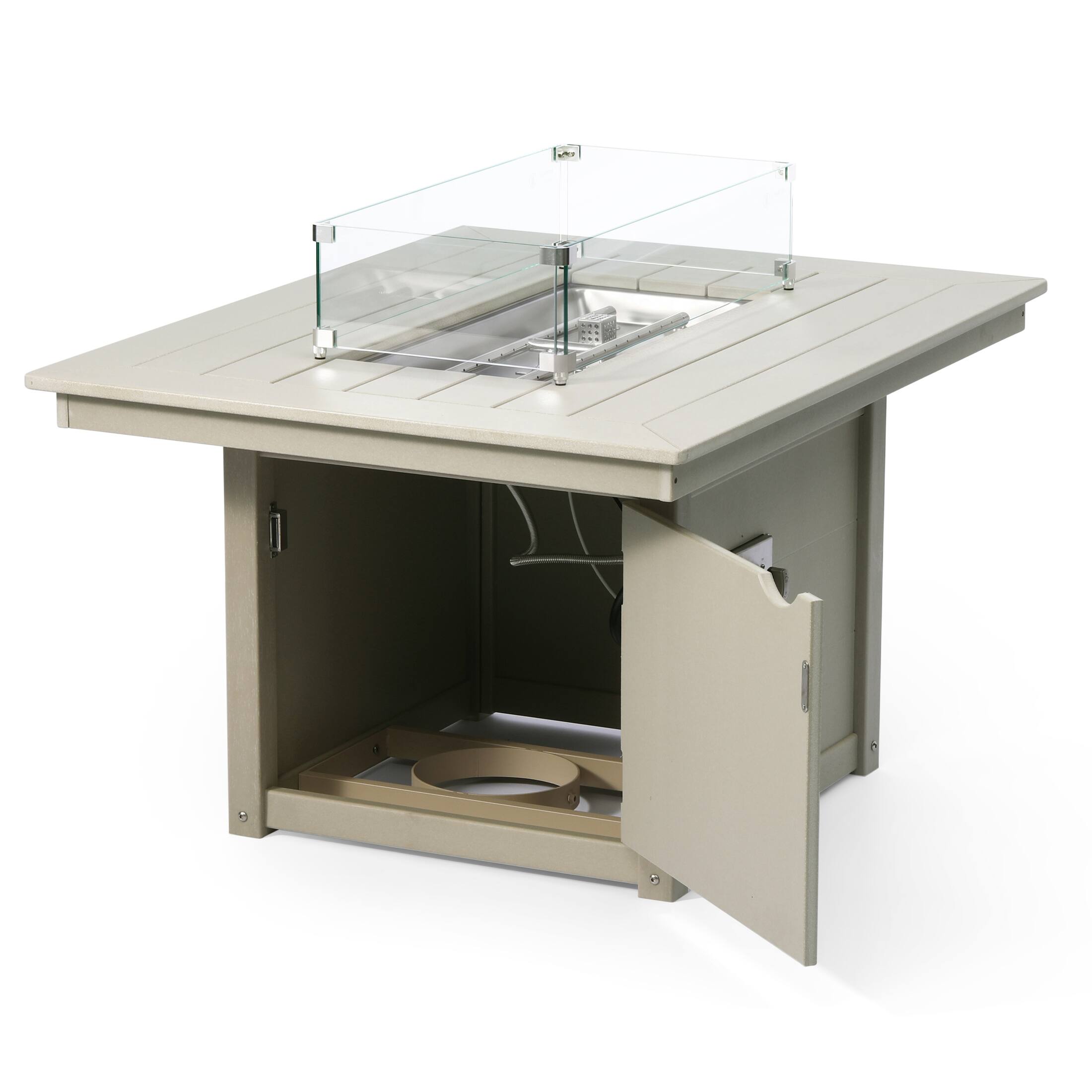 Left. WestinTrends - WestinTrends Helios 46" Modern Outdoor 55,000 BTU Patio Gas Propane Rectangle Deck Fire Pit Table - Sand.